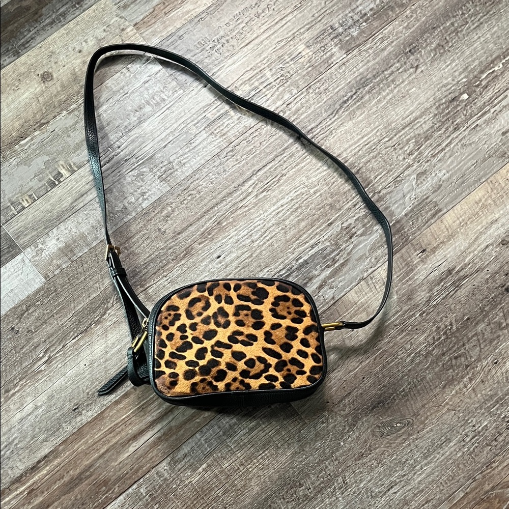 J. Crew leather Leopard Print Crossbody Bag